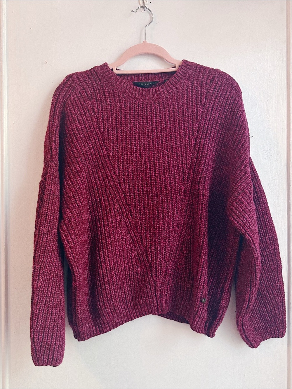 Ted Baker London fuscia purple knit sweater women’s large soft cozy autumn fall